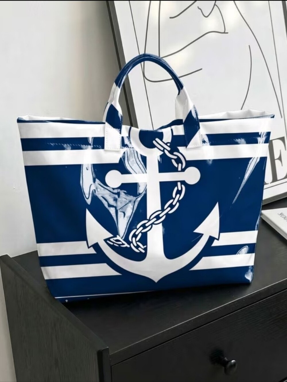 Blue Anchor Shoulder Tote Large Bag - Picture 5 of 5